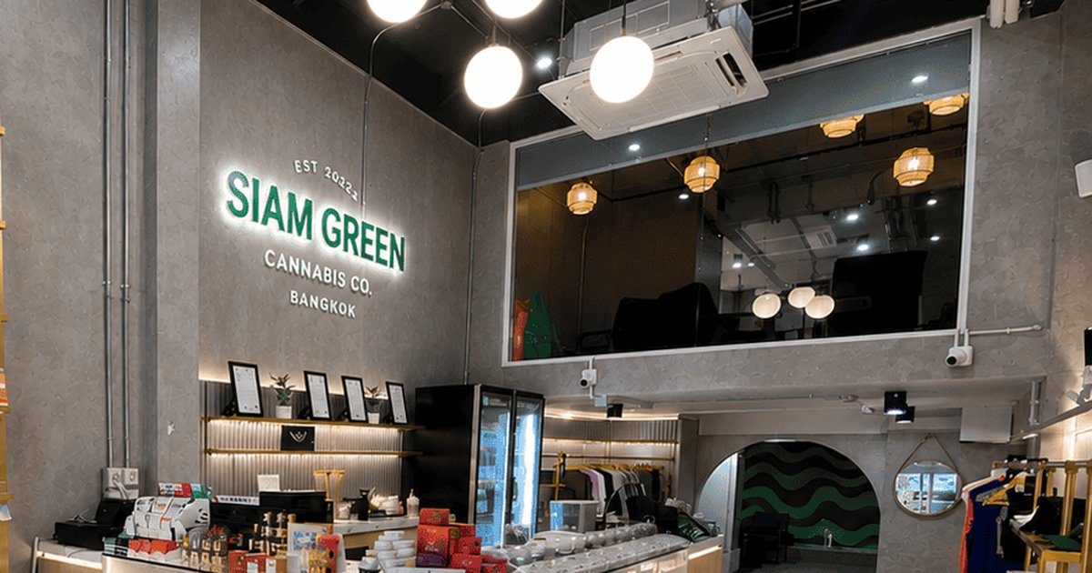 Interior of Siam Green Cannabis Co on Silom Road, Bangkok