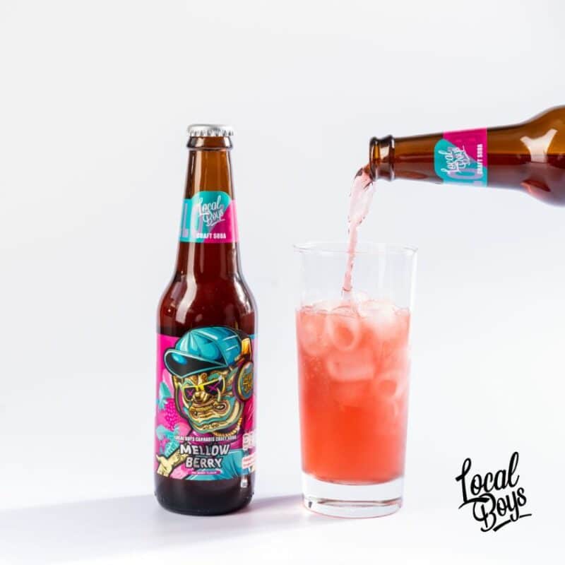 Local Boys Cannabis Craft Soda infused with THC, offering a unique buzz and redefining self-care, sold at Siam Green