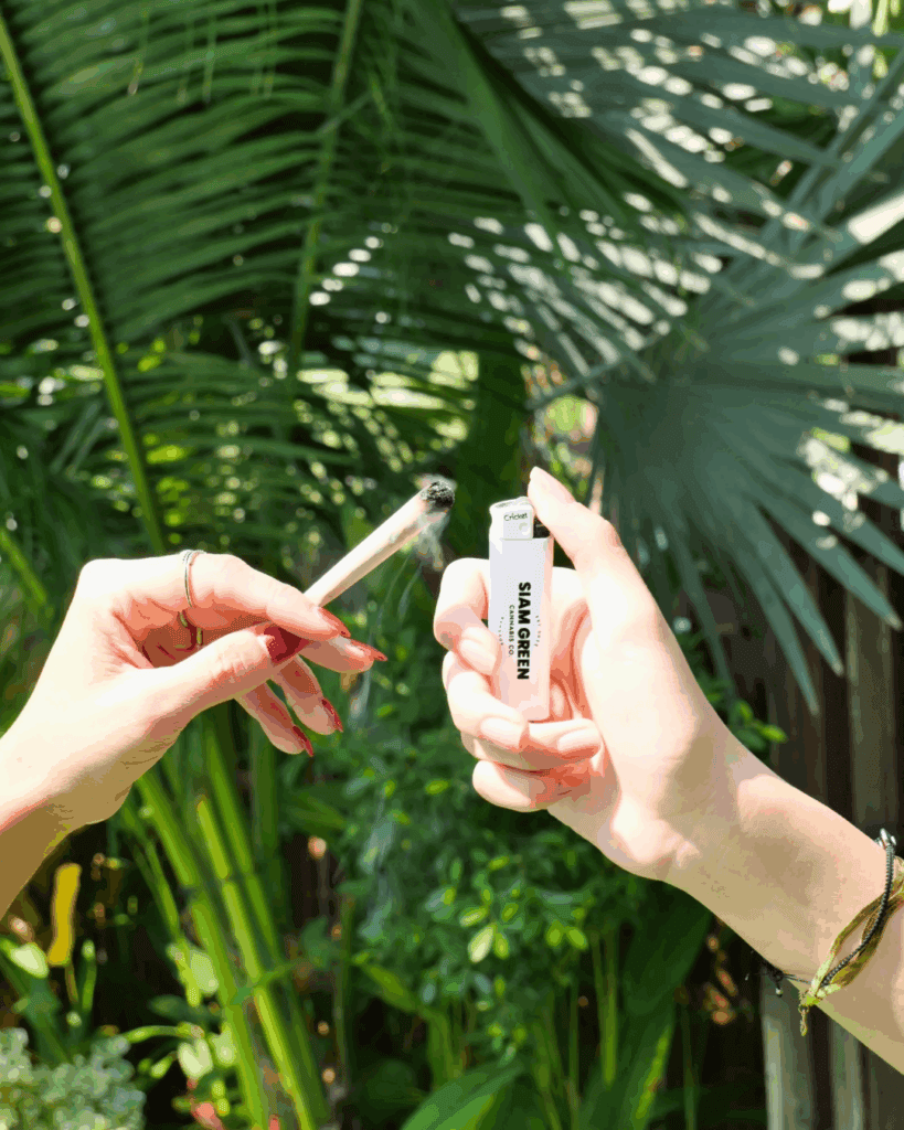 siam green lighter lighting up cannabis joint koh samui 2025